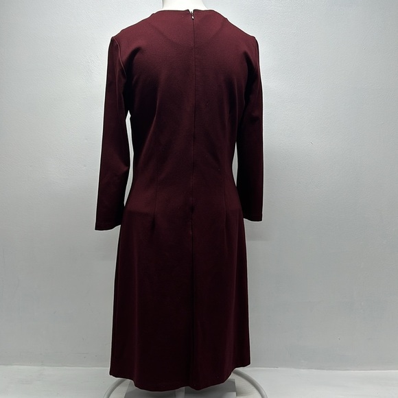 J McLaughlin Isabel Dress A-Line Sheath Midi Knot Bow Burgundy Red Size S Small - Picture 6 of 10
